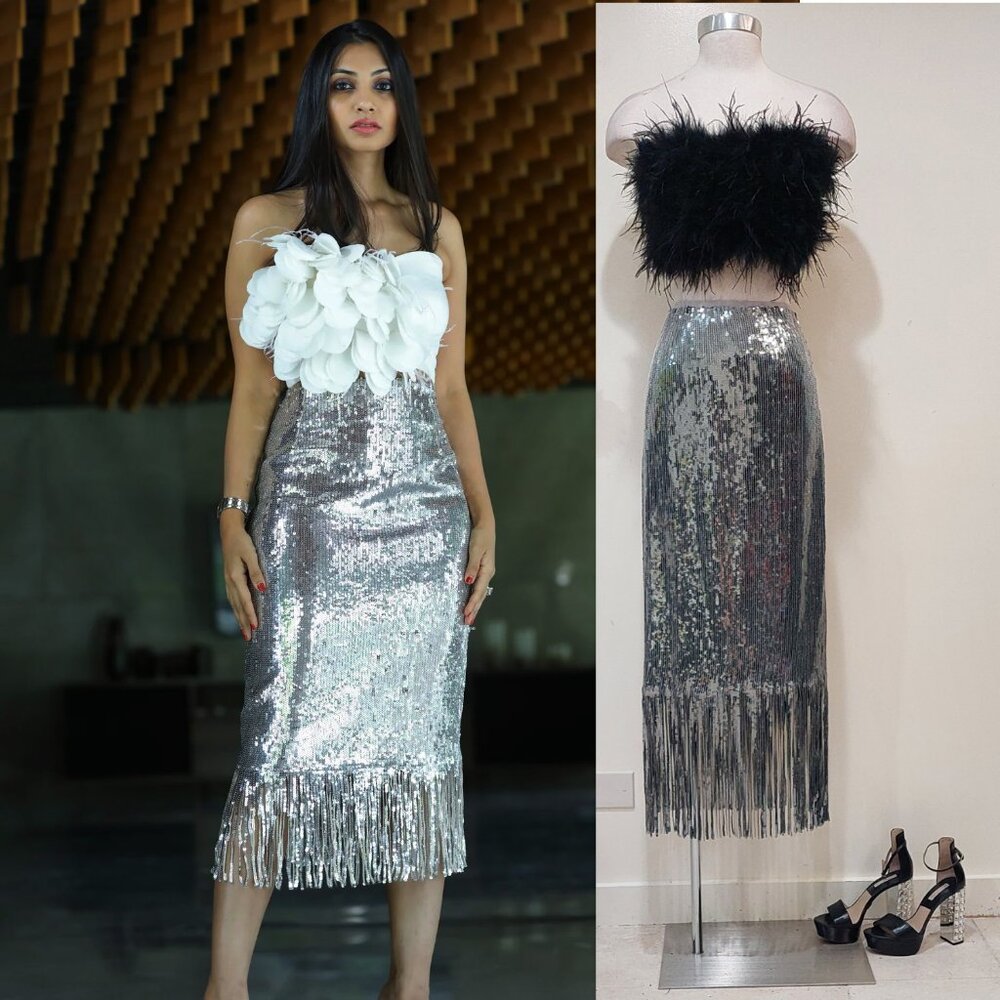 Showstopper!Lulus 1920's Flapper Style Silver Seq… - image 1